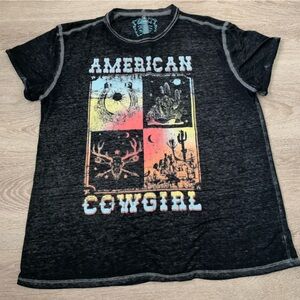 Blended American Cowgirl Graphic Black Tee Size M